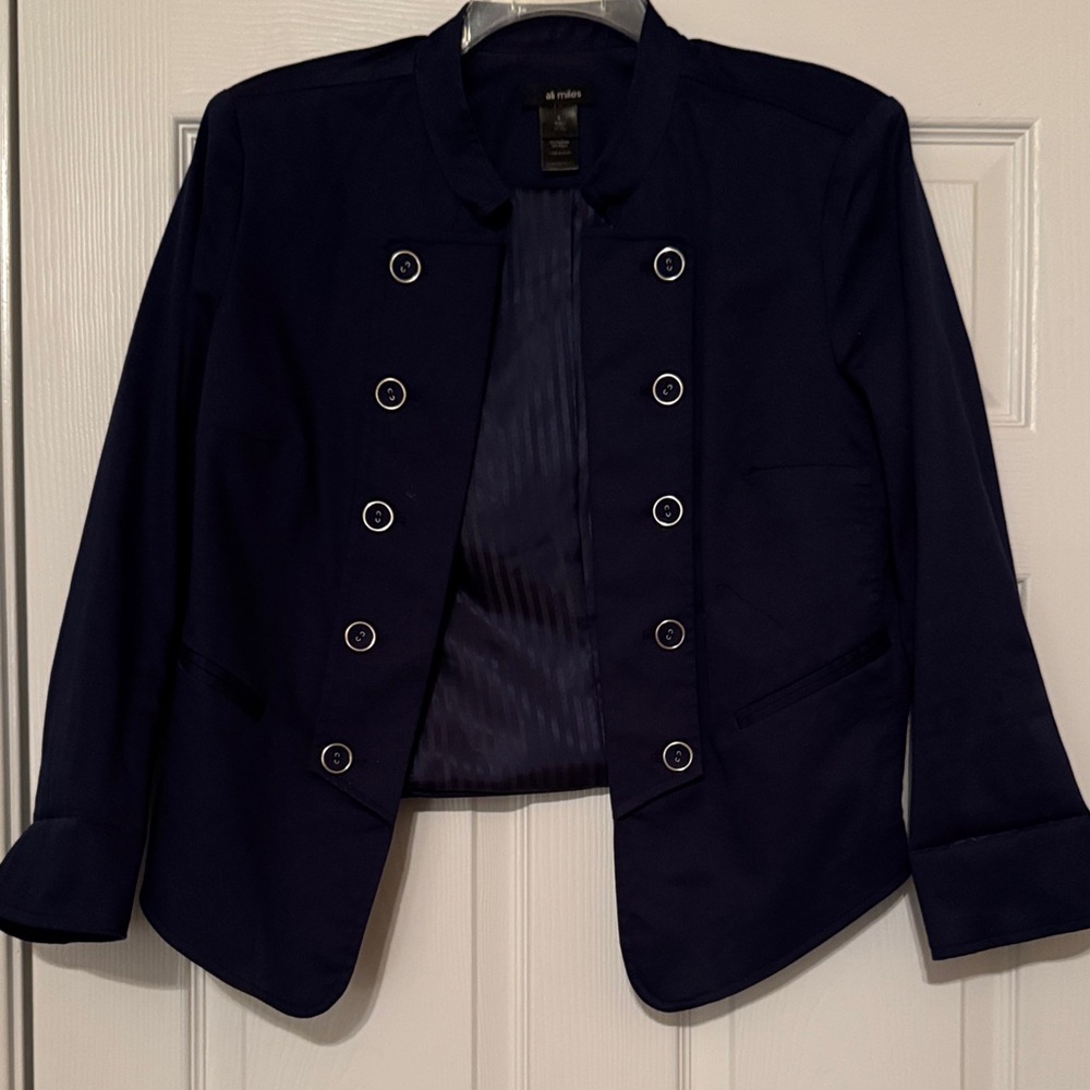 Ali Miles Dark Blue Double-Breasted Blazer